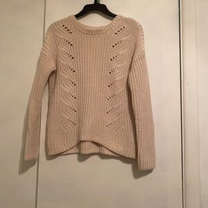GAP Cream Textured Knit Long Sleeve Sweater w/Eyelet Pattern, Heavy and Cozy, XS